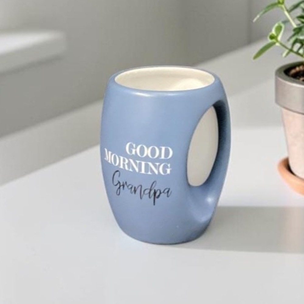 Pavilion‎ "Good Morning Grandpa" Matte Blue Coffee Cup, 16oz Hand-Warming Mug